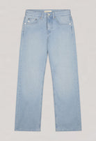 Light blue, straight-leg denim jeans from MUD Jeans, highlighting sustainable material and classic five-pocket design.