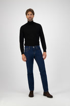 Sustainable MUD Jeans black denim jacket with Sea Shepherd embroidery, promoting ethical fashion and eco-friendly practices.