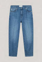 Classic straight-leg blue denim jeans from MUD, featuring a mid-rise waist and sustainable organic cotton fabric.